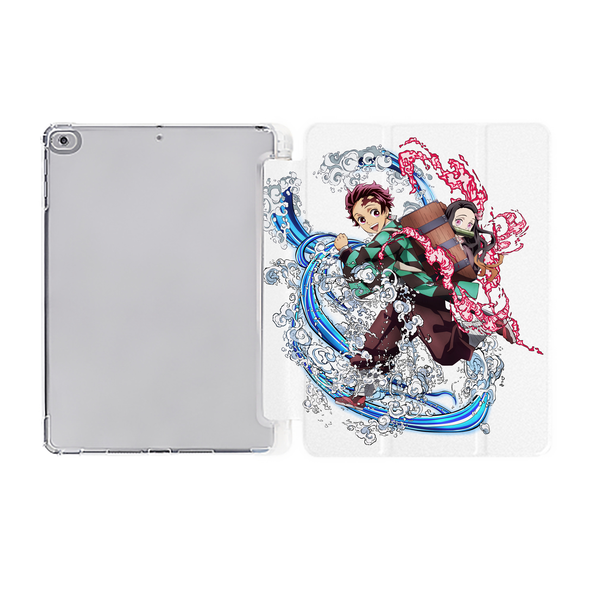 （画像用） 鬼滅の刃（きめつのやいば）竈門 禰󠄀豆子／かまど ねずこ Kamado Nezuko IPad ケース ペン収納付き 三つ折りスタンド PUレザー×シリコン 対応機種9.5/10.5/10.9インチ